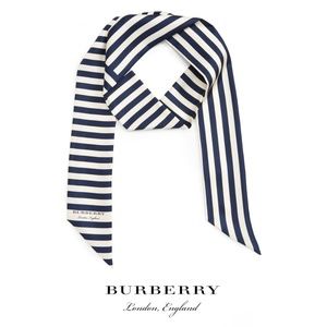 Burberry Silk Scarf Skinny Striped Twilly